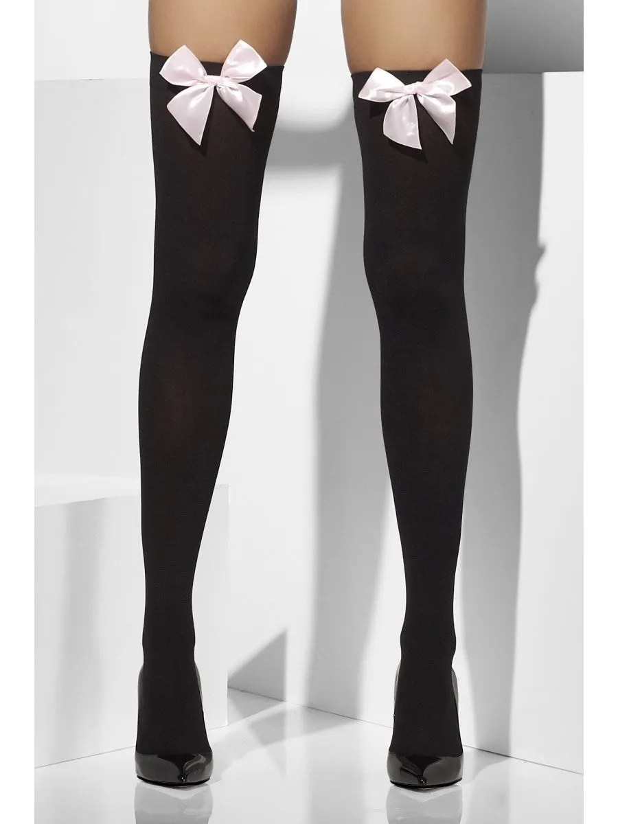 Hold Ups Black with Pink Bow