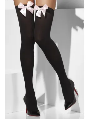 Hold Ups Black with Pink Bow