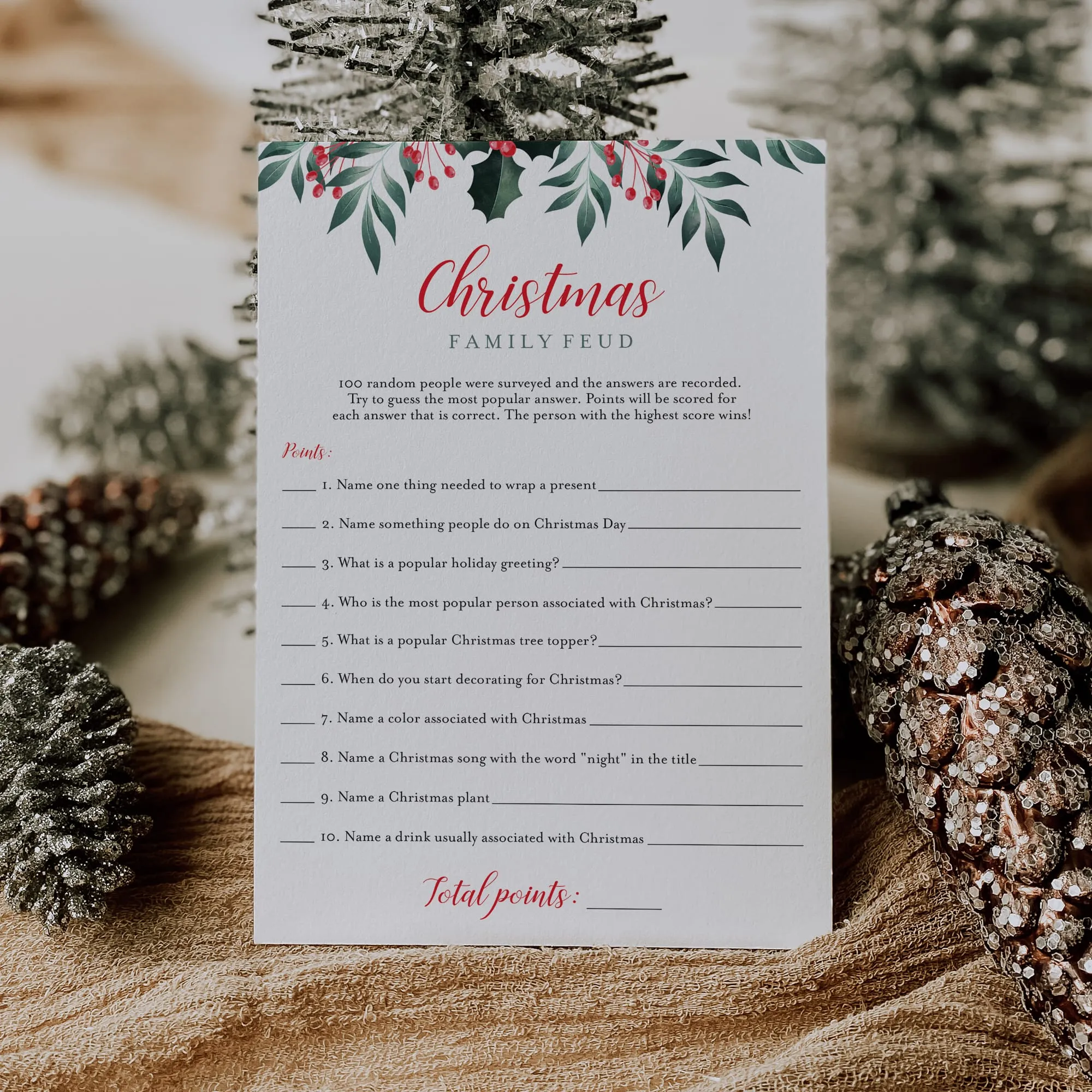 Holiday Family Feud Game Printable