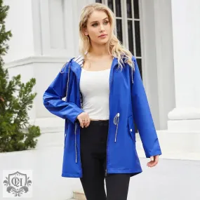 Hooded Mid-Length Striped Coat