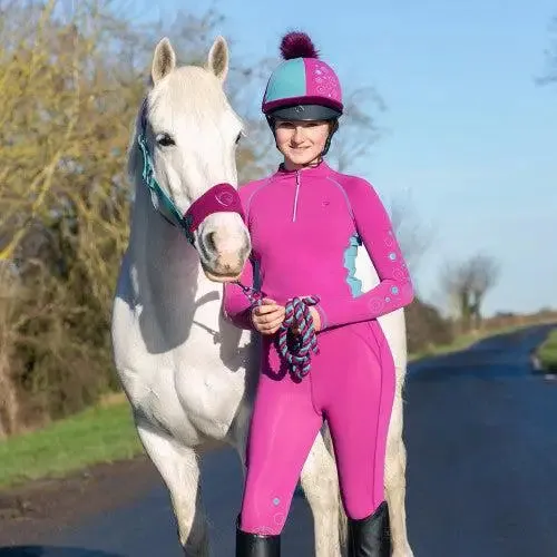 Hy Equestrian DynaMizs Ecliptic Riding Tights Plum / Teal