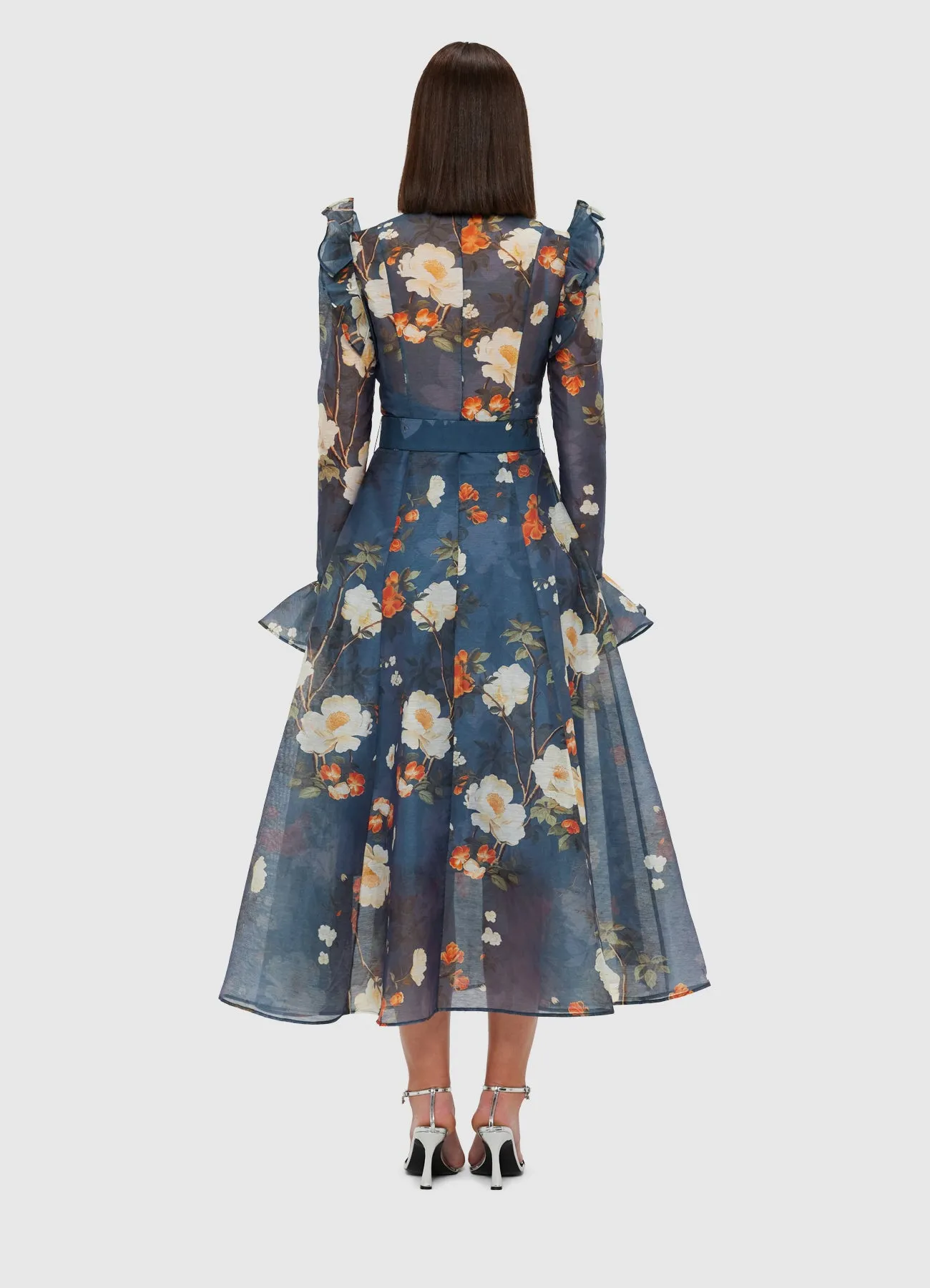 Katrina Butterfly Sleeve Midi Dress - Pear Blossom Print