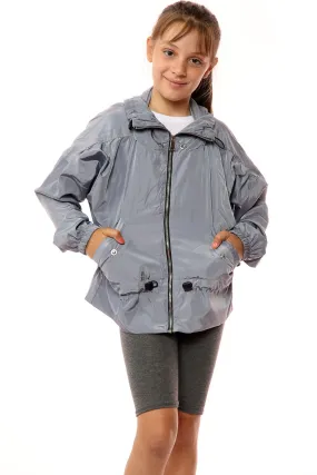 Kids Grey High Neck Hooded Festival Jacket - Parker