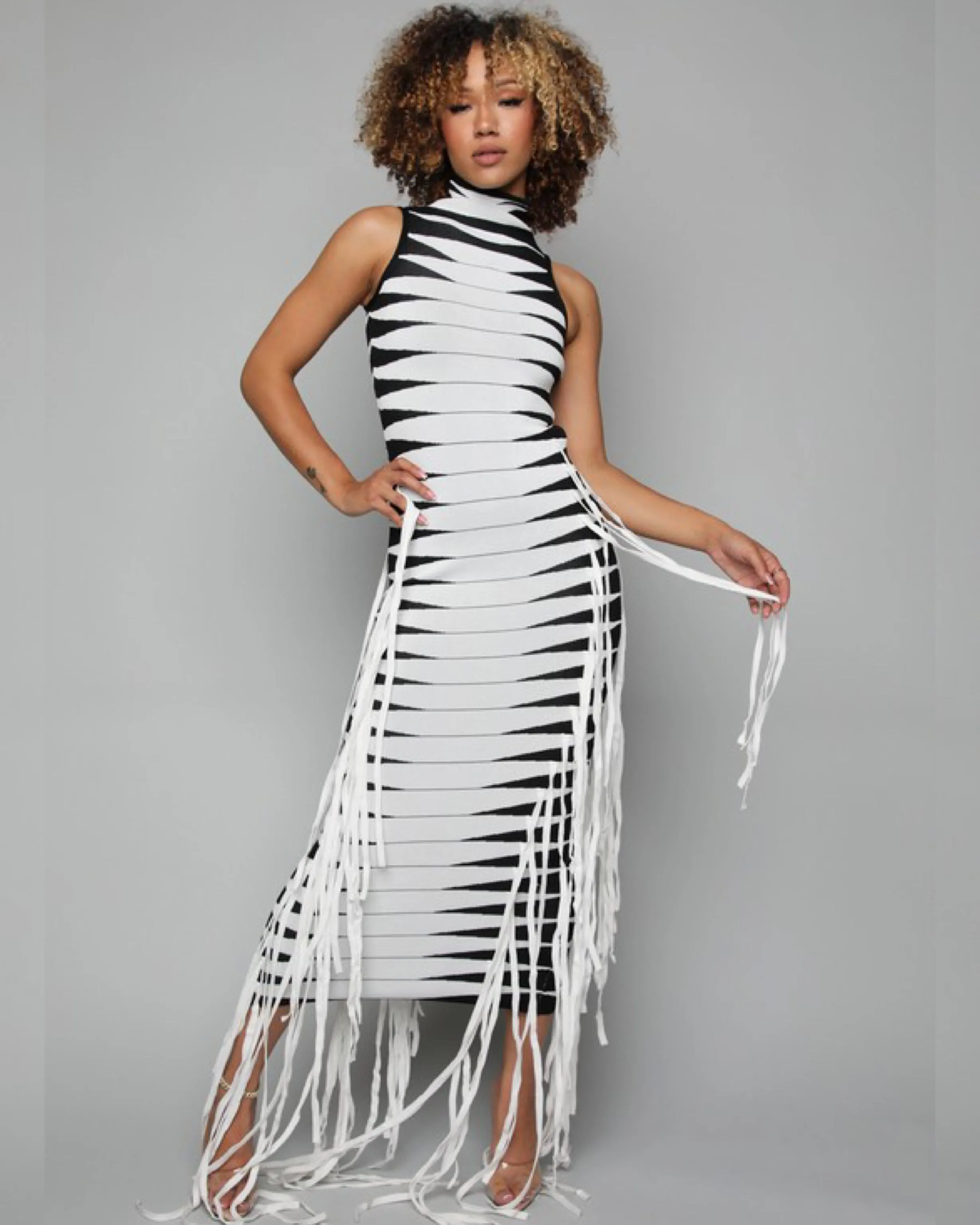Lara Bandage Fringe Dress