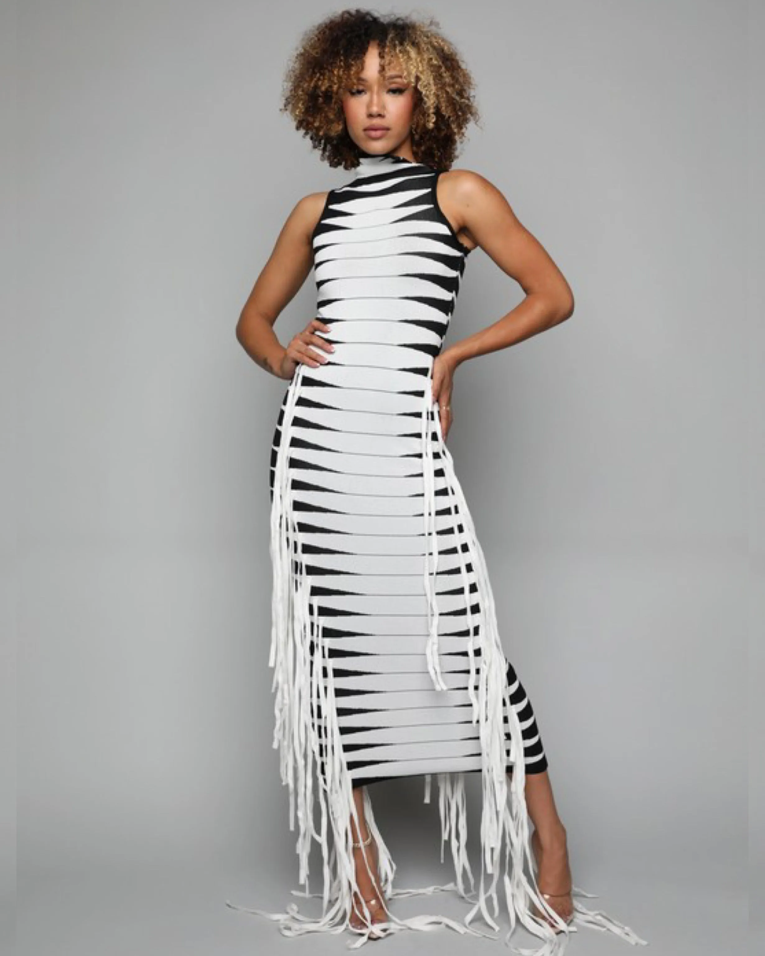 Lara Bandage Fringe Dress
