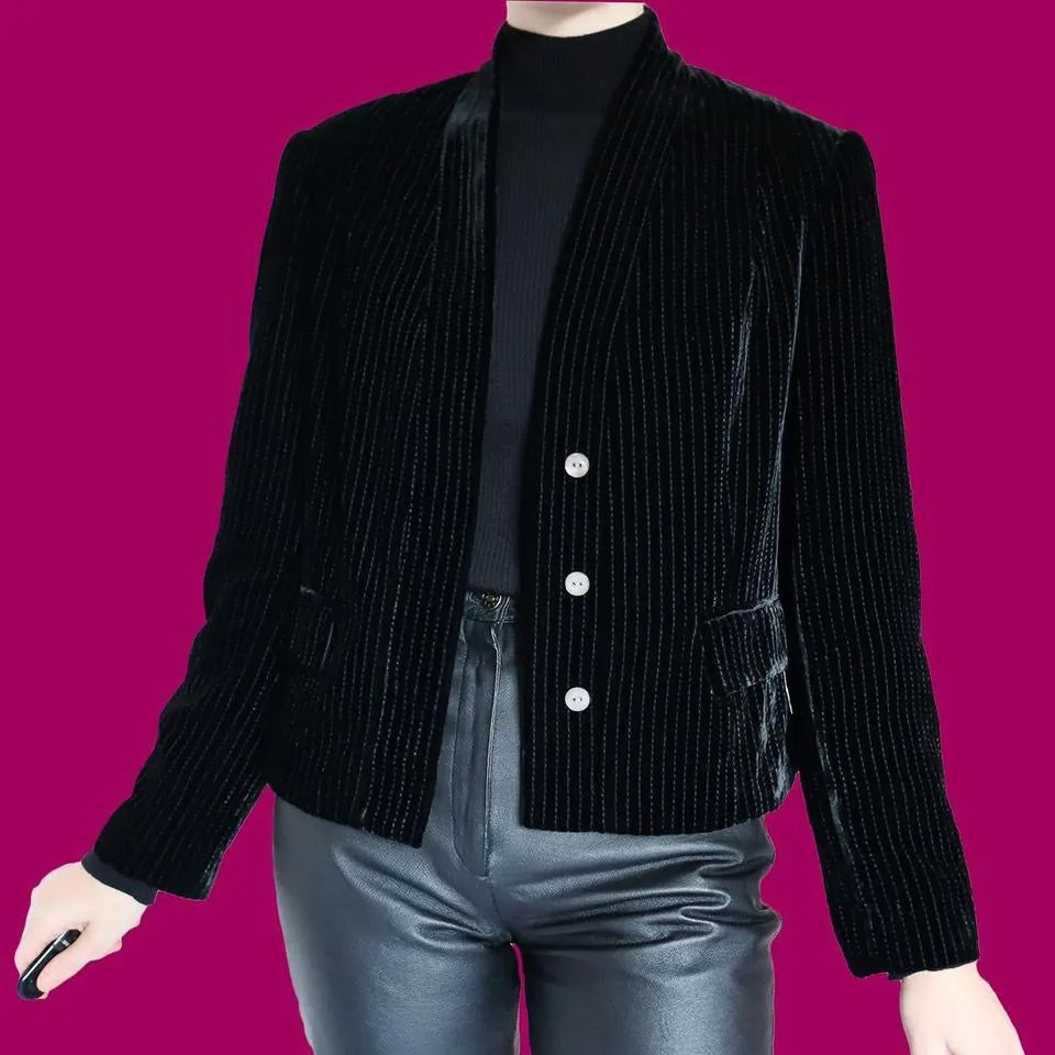 Laura Ashley pinstripe velvet jacket UK M