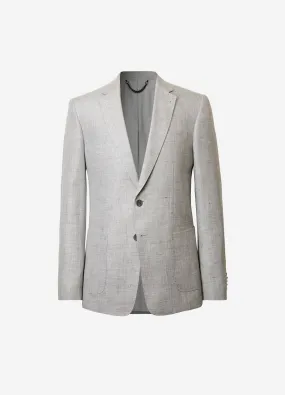 Linen Cotton Textured Twill Blazer Silver