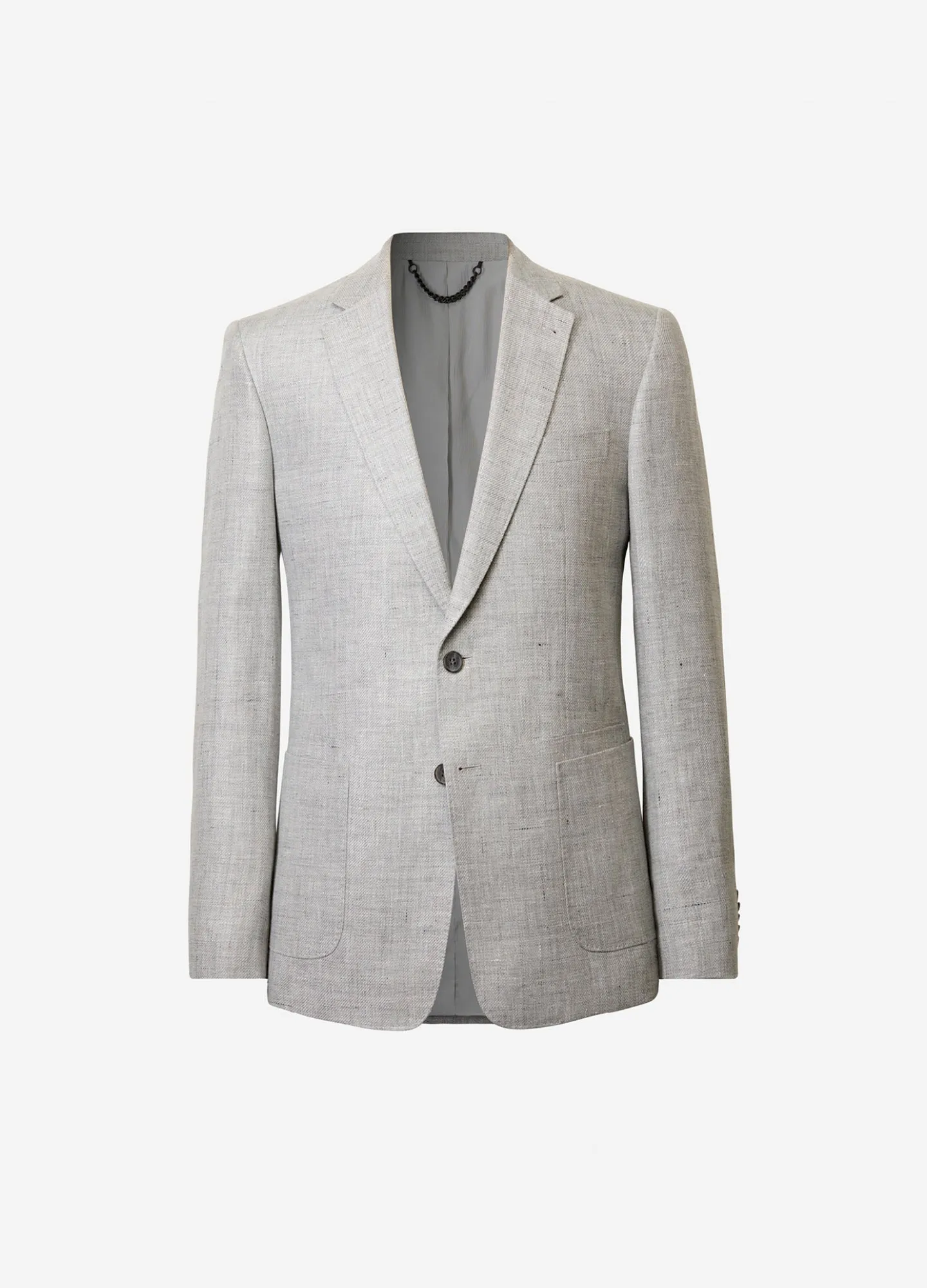 Linen Cotton Textured Twill Blazer Silver