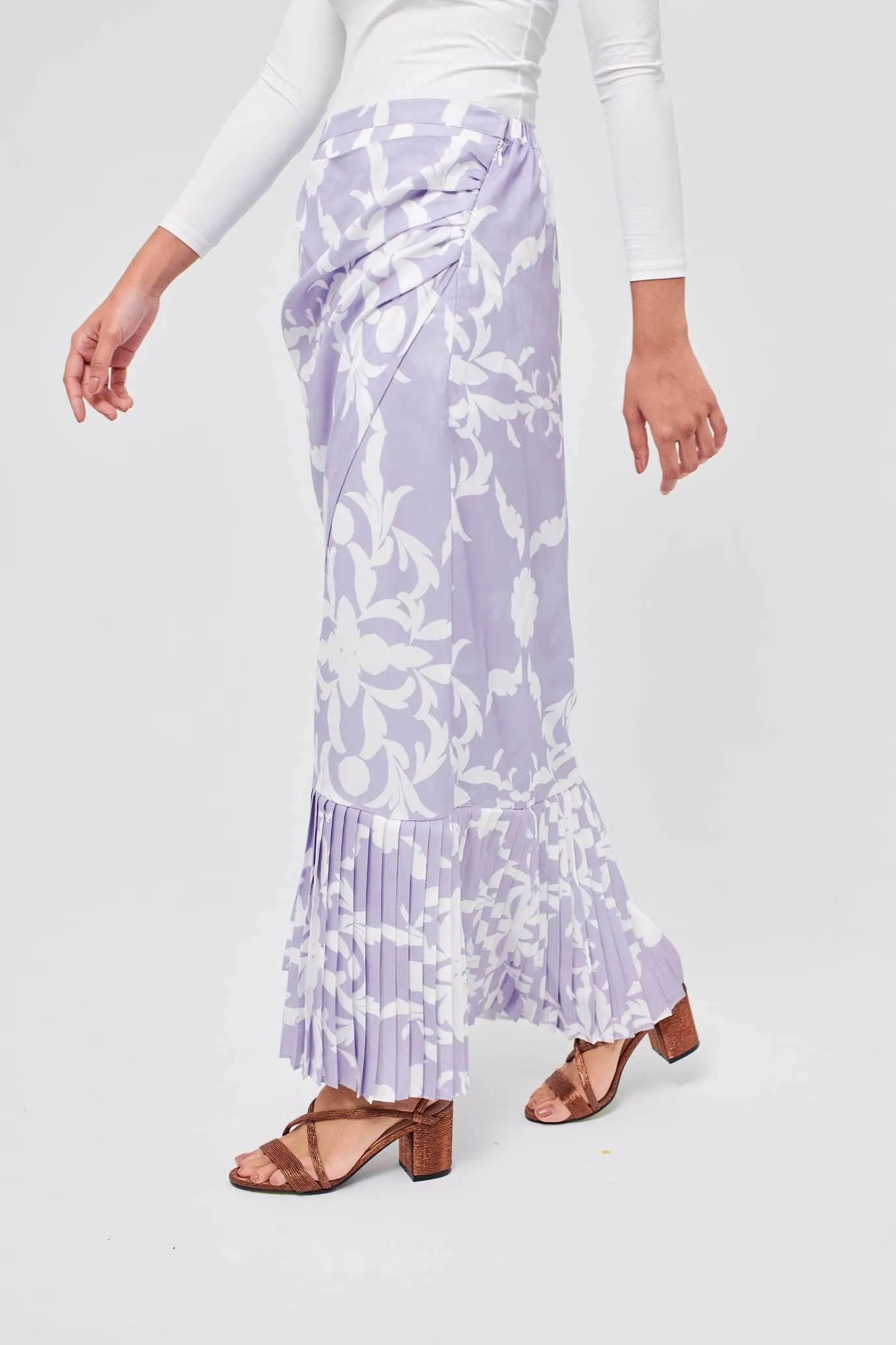 Maria Lilac Pleated Skirt