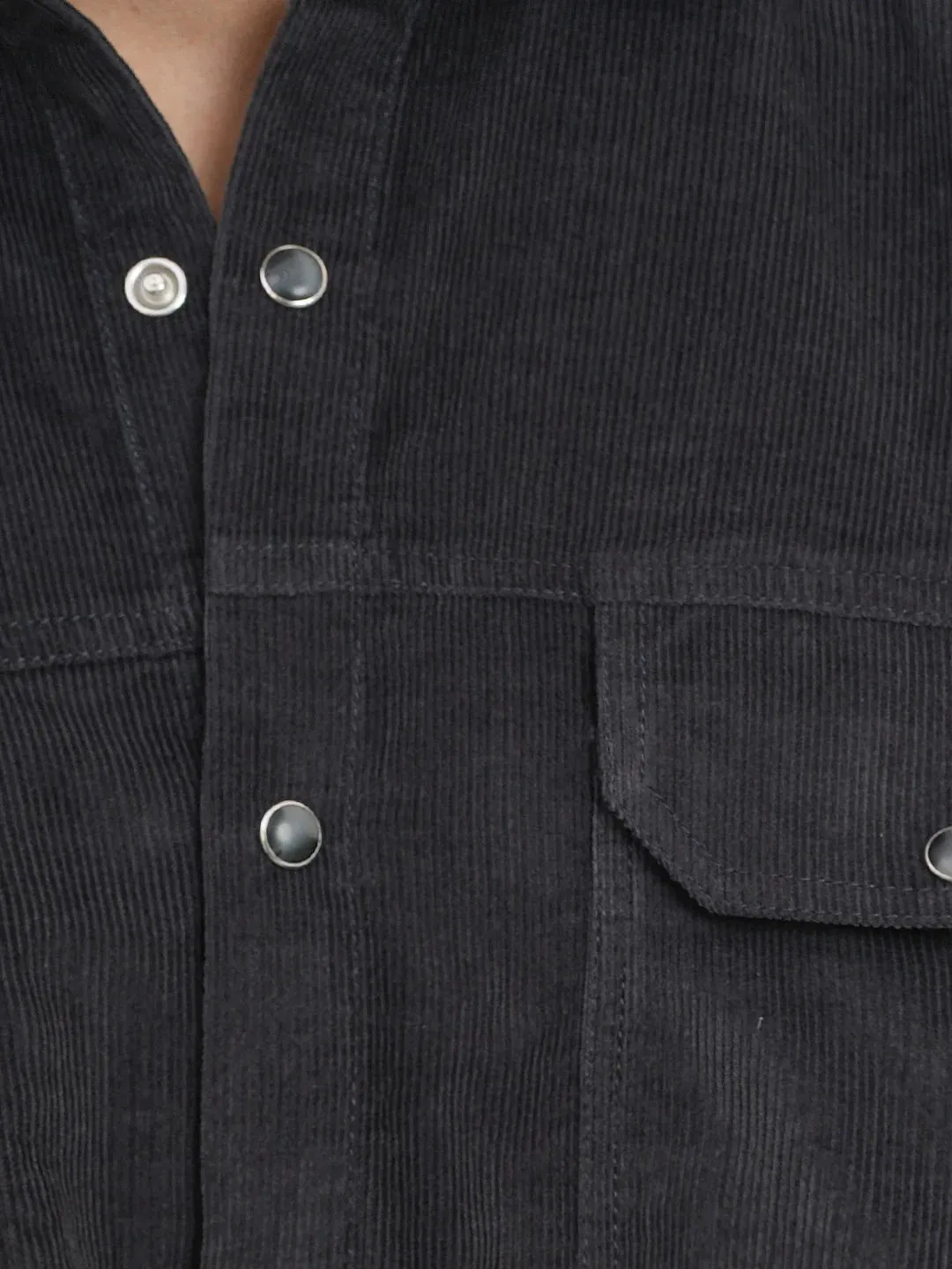 Men's Corduroy Casual Shirt in Lead Grey