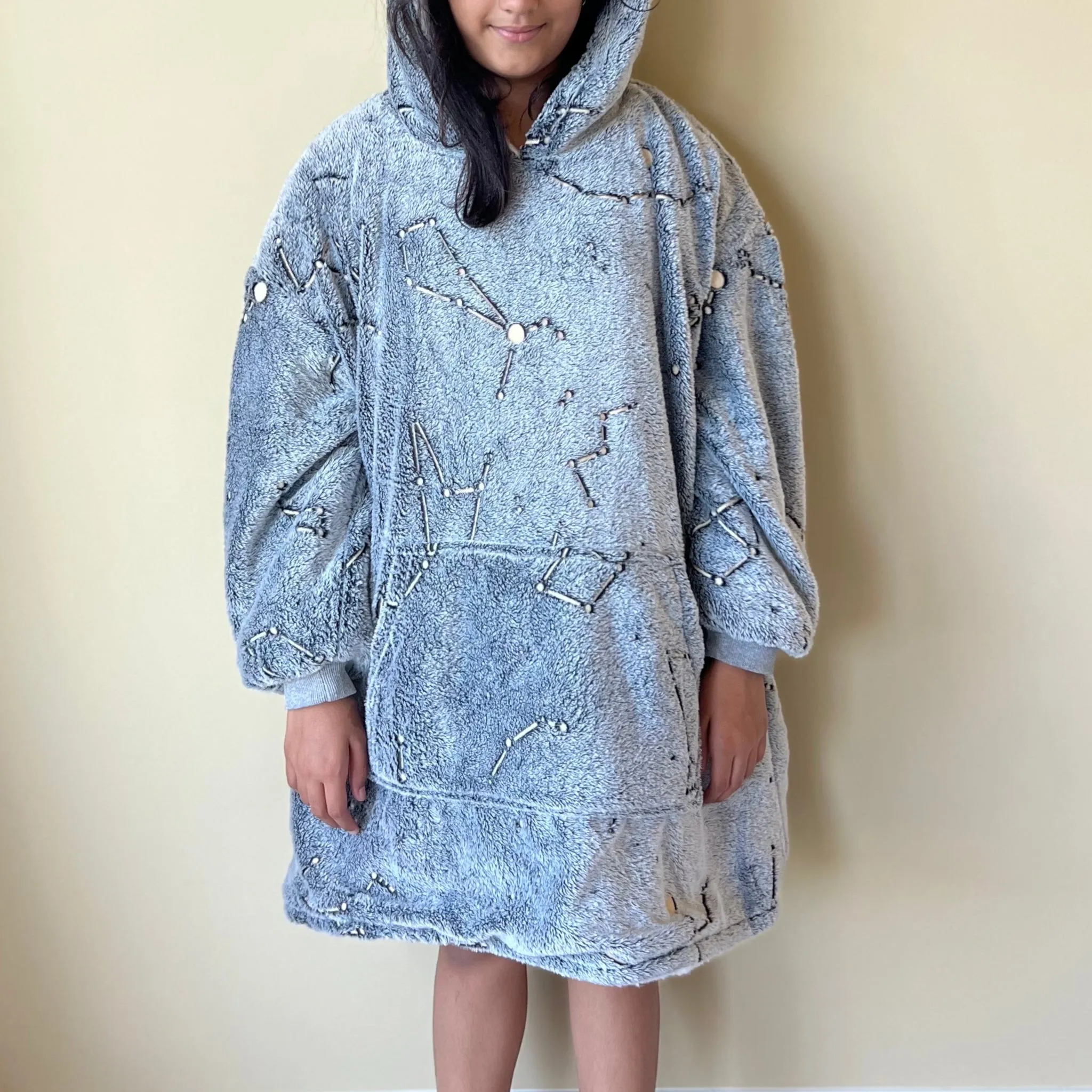 Moon Plushie with Constellations Kids Blanket Hoodie [FINAL SALE]