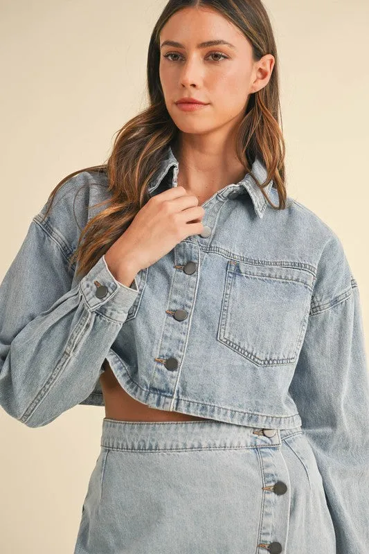 NEWEST ARRIVAL Denim Midi Skirt Set