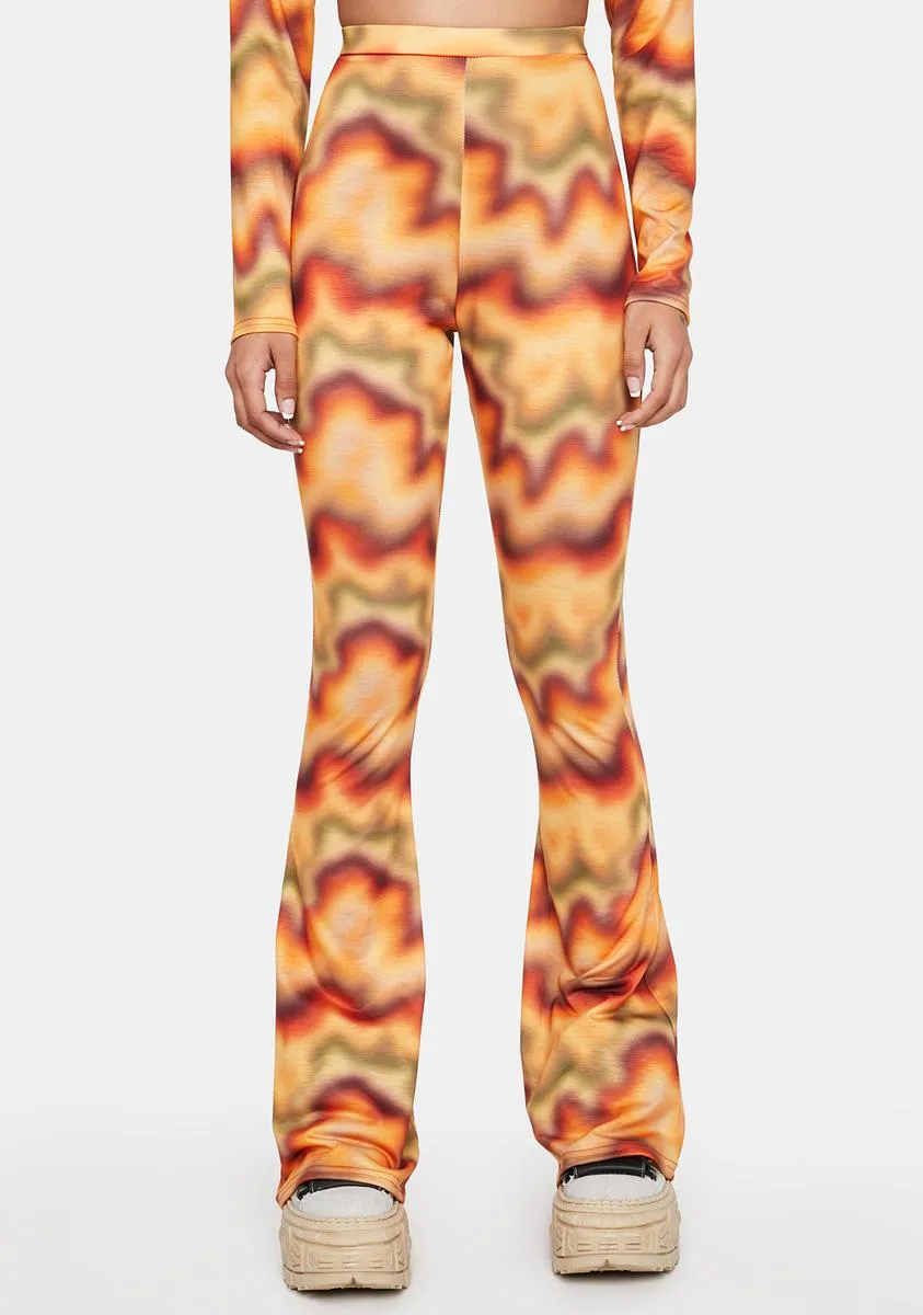 Orange Multi Print Becky Flare Pants