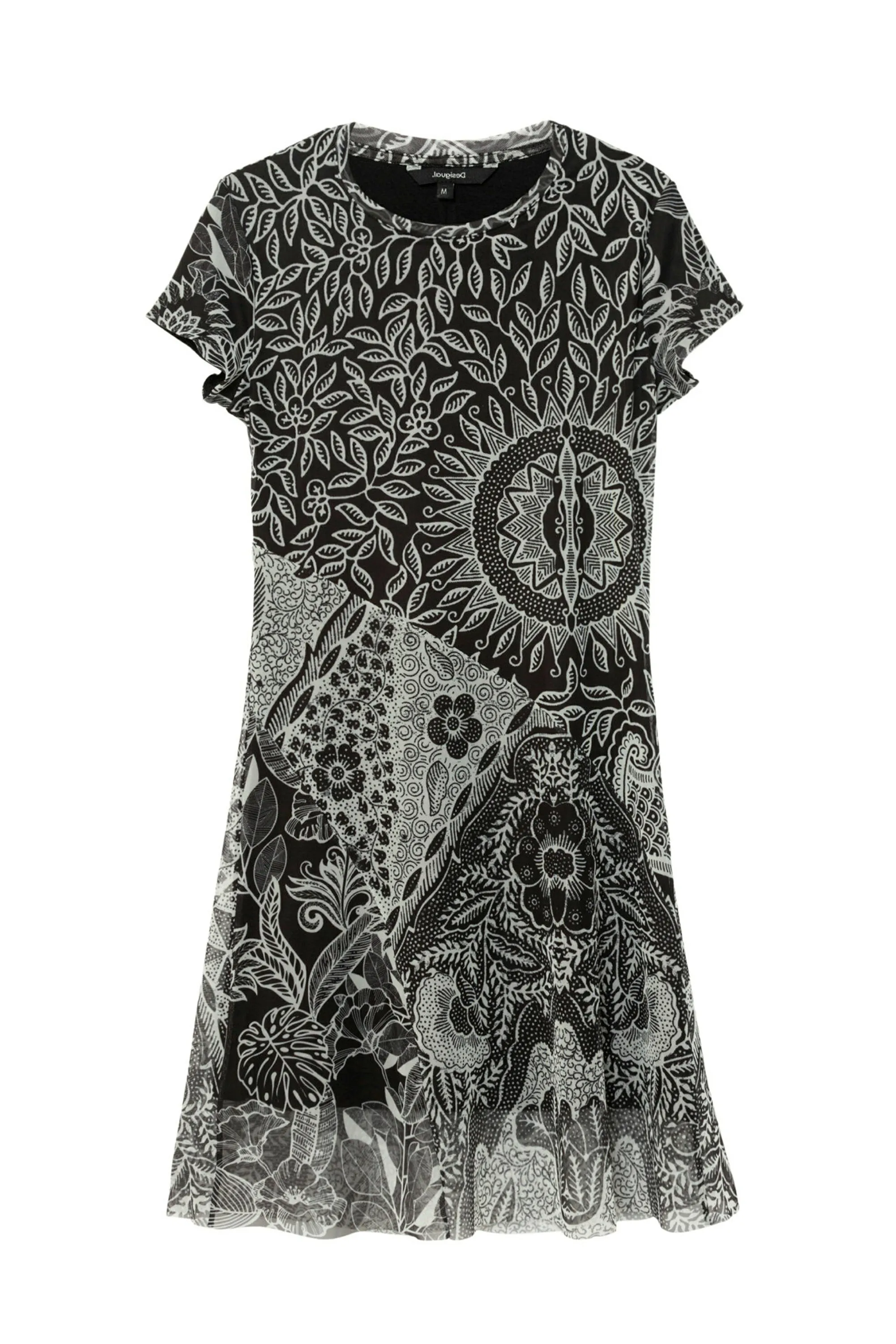 Paris Stretchy Flared Short Sleeve Monochrome Dress Desigual Style 20WWVK62