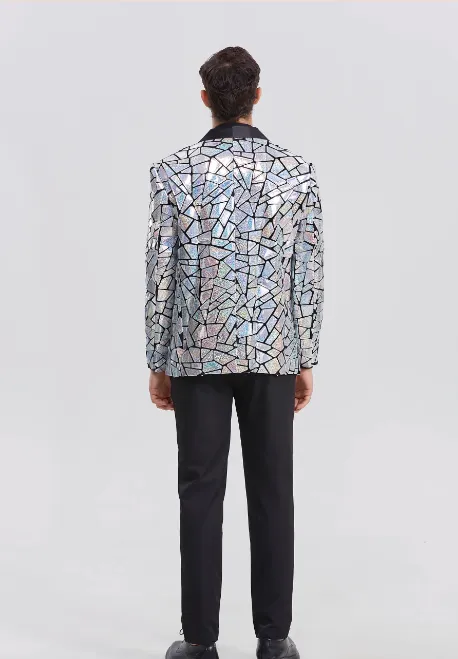 Party Outfit Jacket Men's Disco Mirrored Tuxedo Suits Blazer Men's Festival Outfit