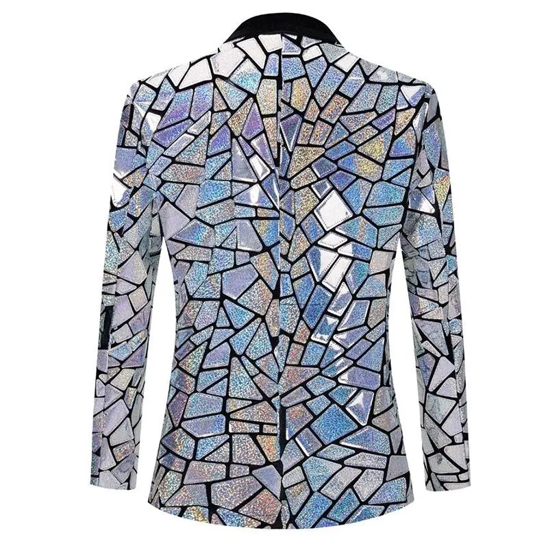 Party Outfit Jacket Men's Disco Mirrored Tuxedo Suits Blazer Men's Festival Outfit