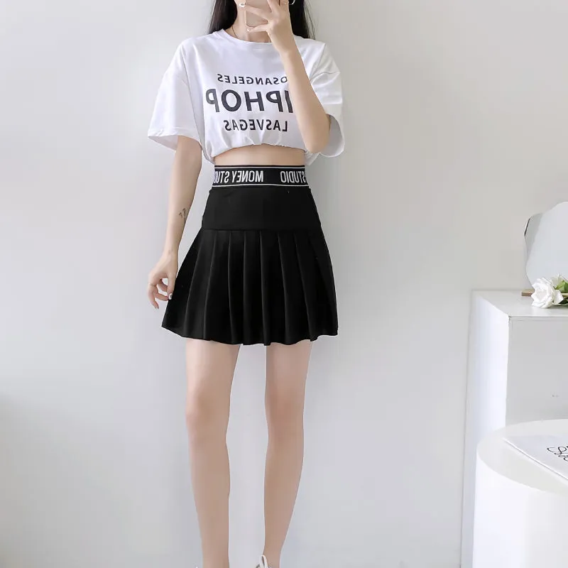 Pleated Skirt with Print, Collegiate Short Dress