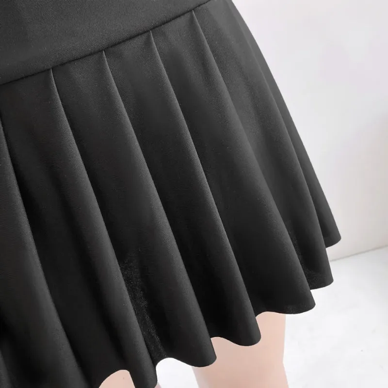Pleated Skirt with Print, Collegiate Short Dress