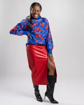 Red Faux Leather Nelly Skirt