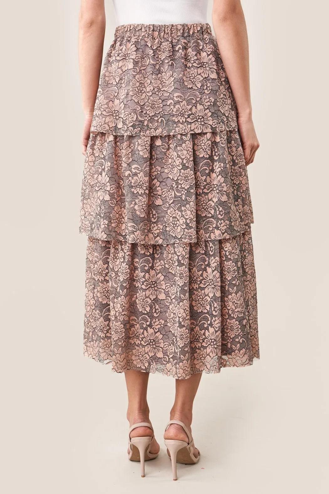 Rhiannon Tiered Lace Midi Skirt