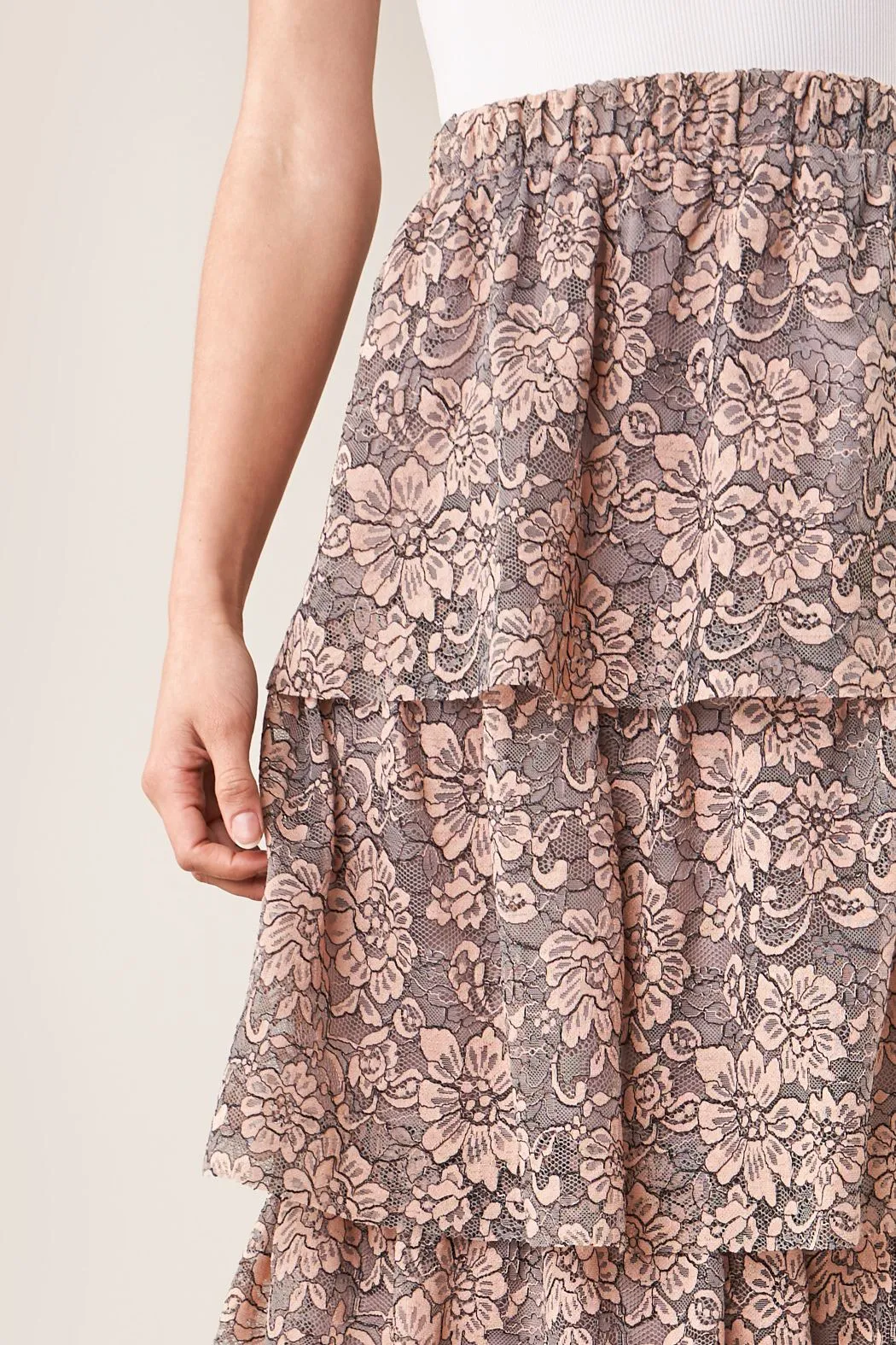 Rhiannon Tiered Lace Midi Skirt