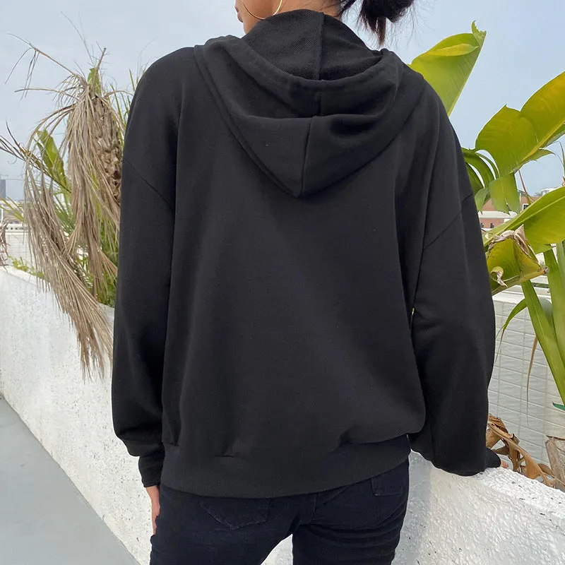 Rhinestone Skeleton Zip Up Hoodie