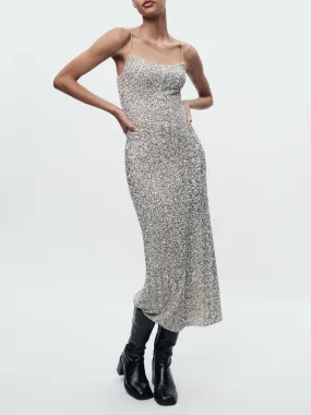 Sequin Slip Round Neck Dress