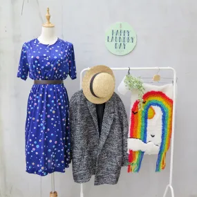 Soda pop | Vintage 1960s 1970s Blue and pink bubblegum polka dots Cute Dress