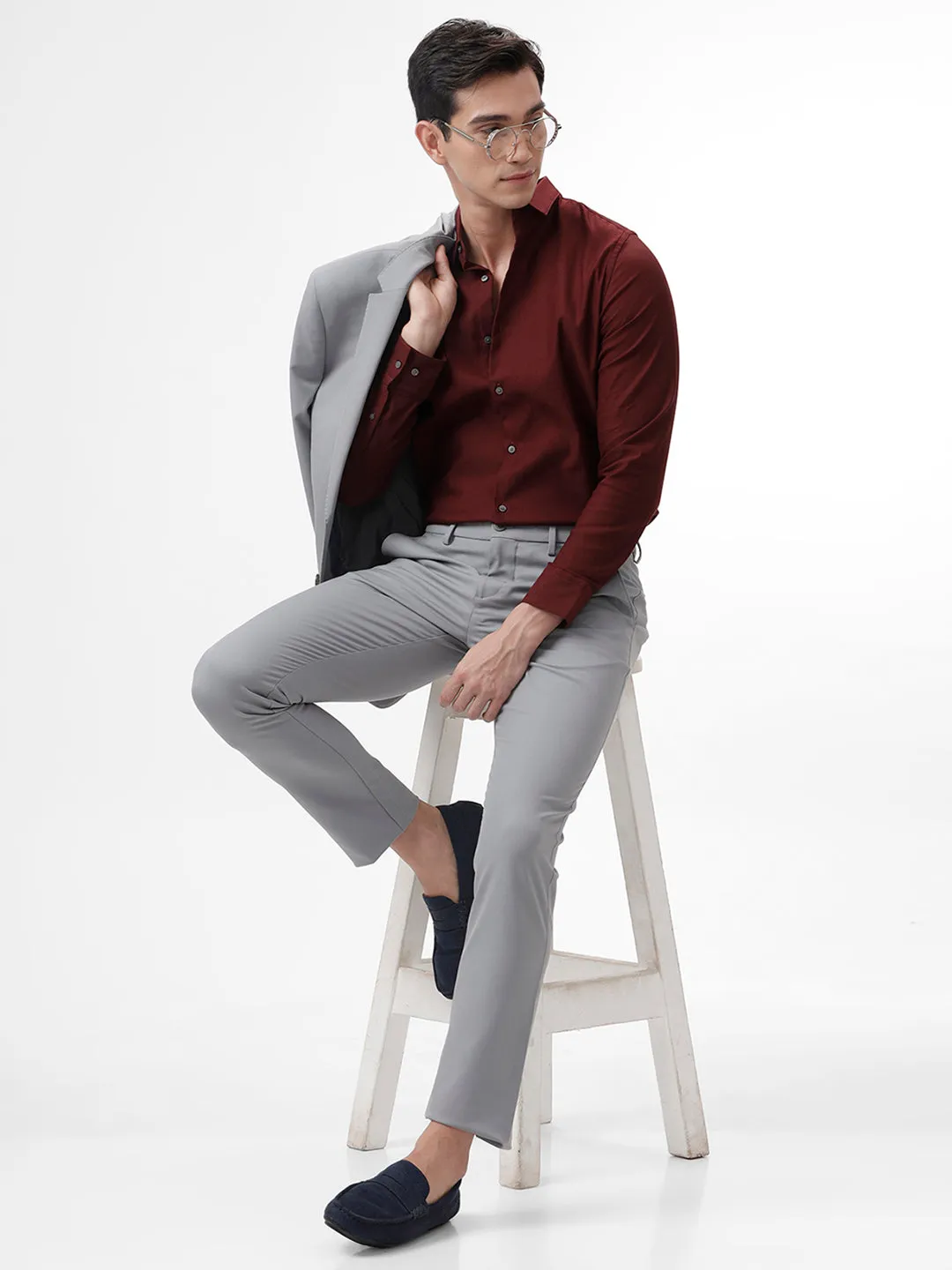 The Collection Think Maroon Slim Fit Shirt