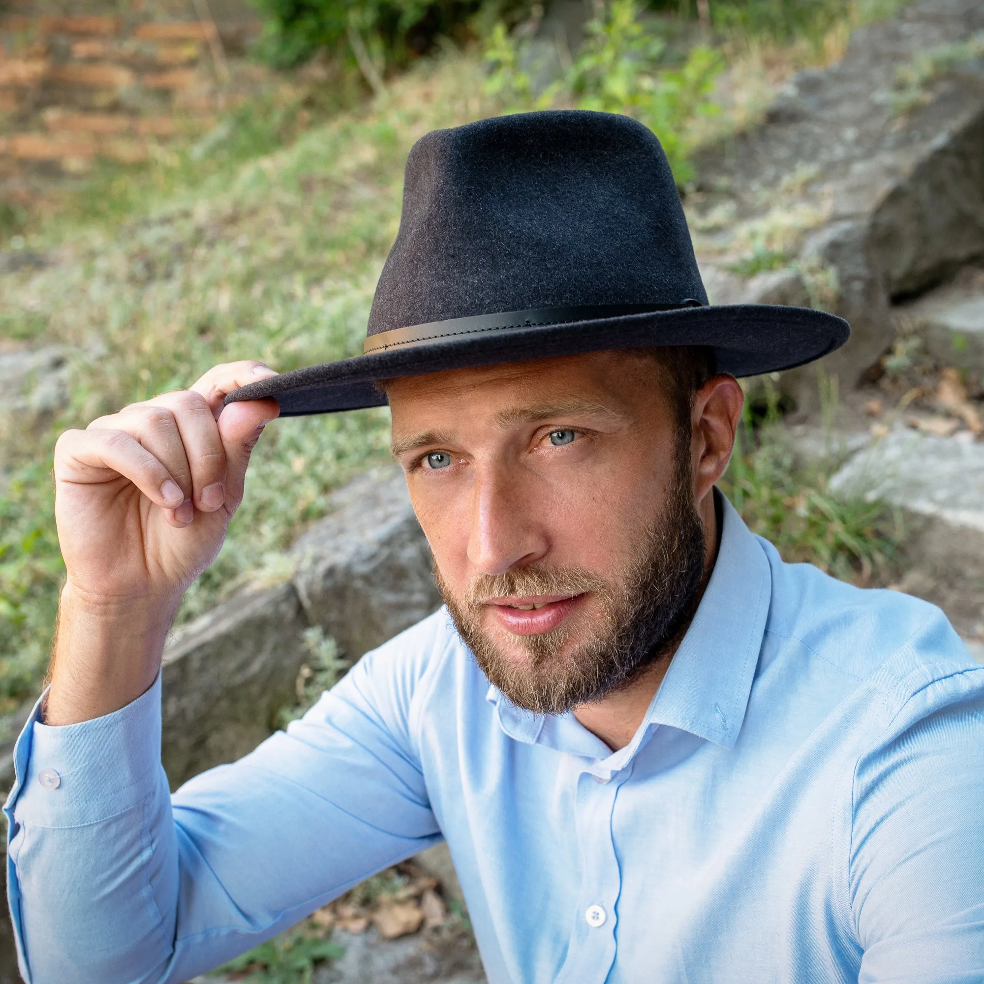 The Lawrence - Flat Brimmed Fedora Trilby Felt Hat