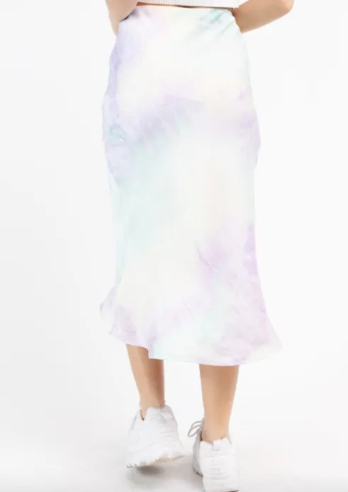 Tie Dye Satin Midi Skirt