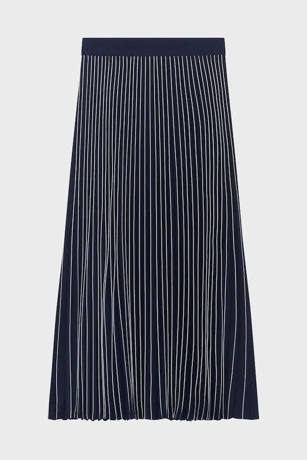 VALLY TWO-TONE NAVY PLEATED SKIRT