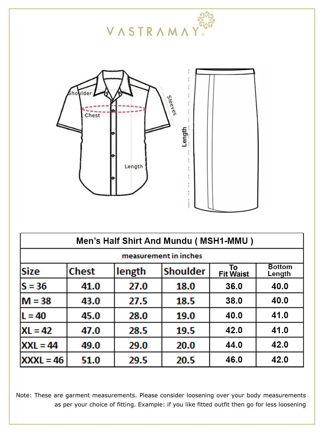 VASTRAMAY Men's Bluish White Silk Blend Shirt And Mundu