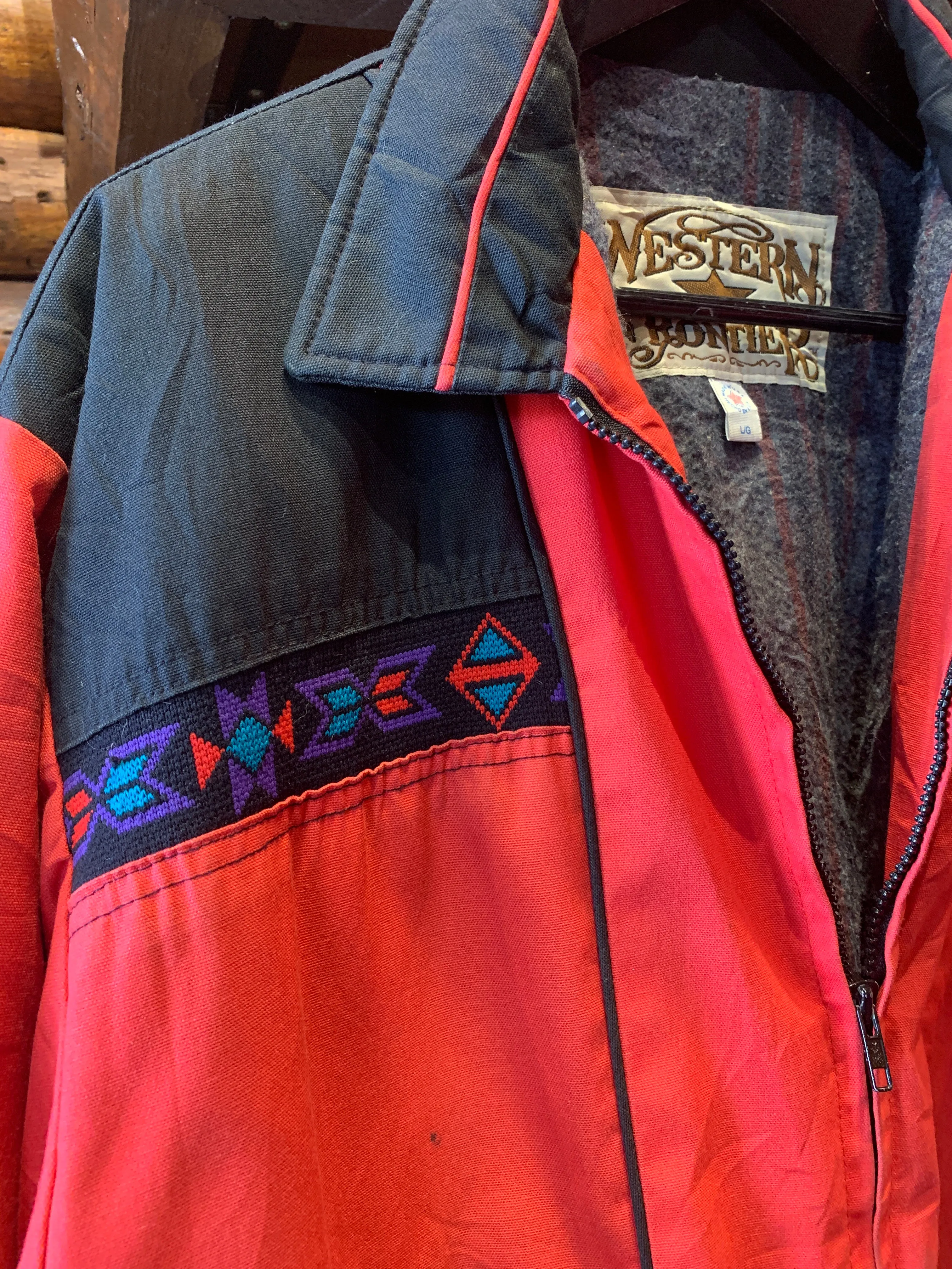 Vintage Rarer Cut Western Frontier Southwest Workwear Bomber. Large