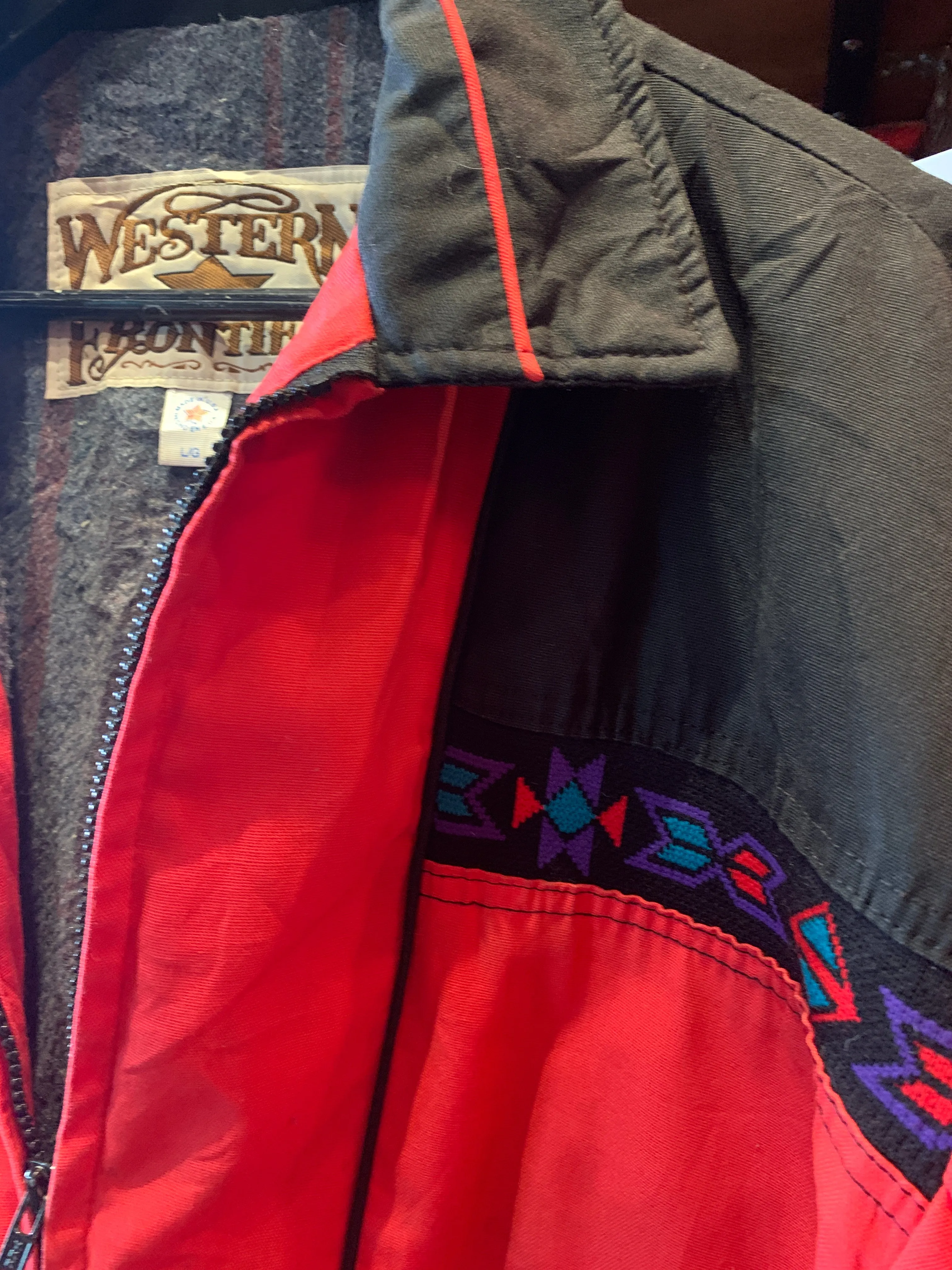Vintage Rarer Cut Western Frontier Southwest Workwear Bomber. Large