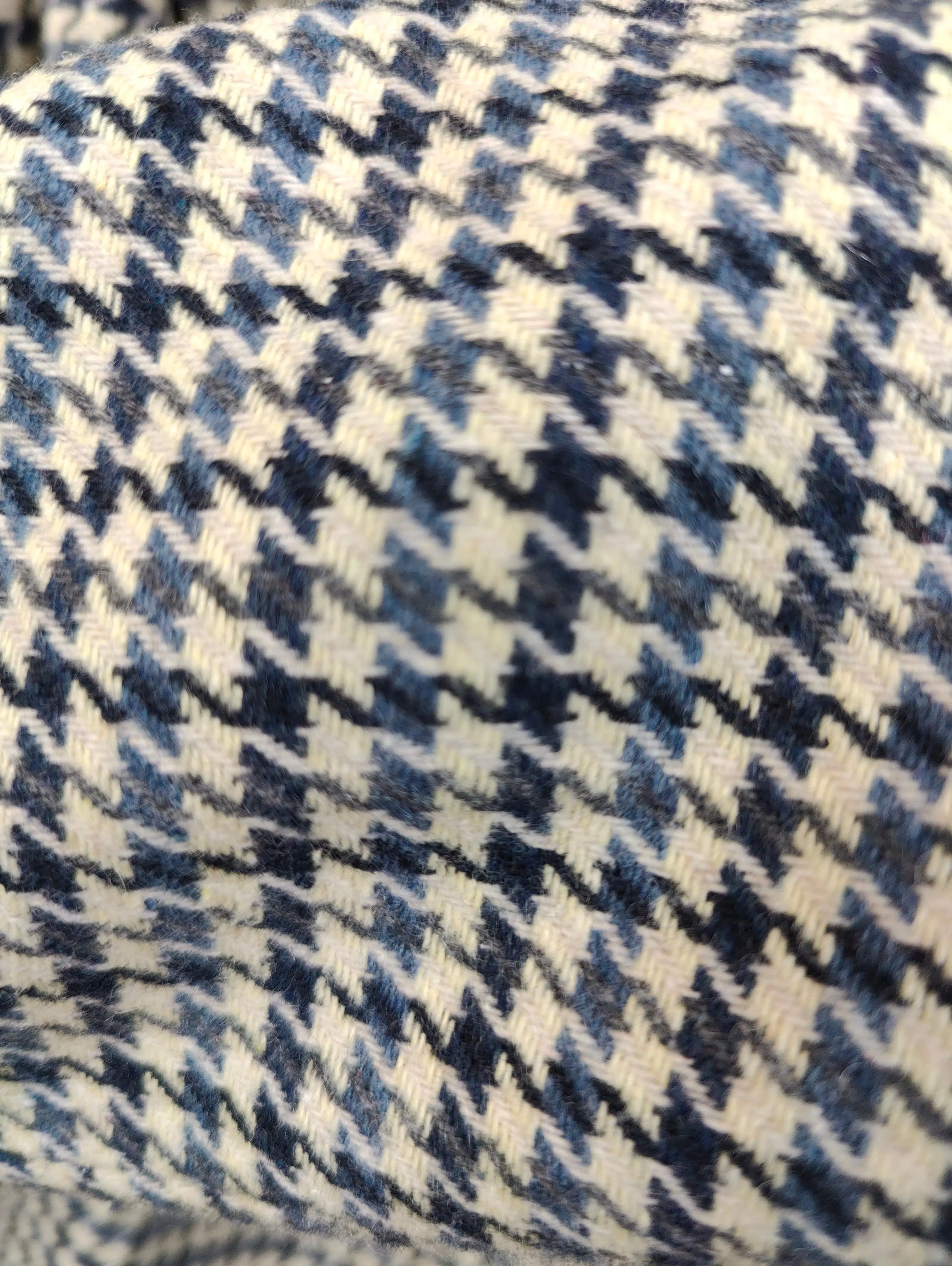 Vintage wool blend blazer blue white checker check tartan pied de poule houndstooth jacket women IT46 EU M