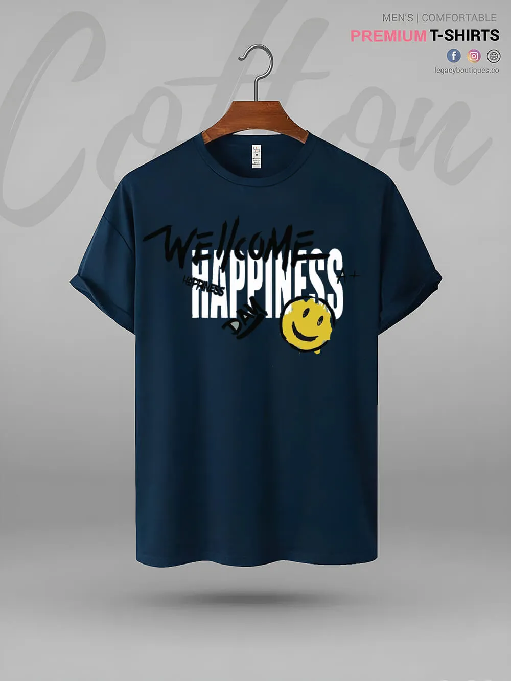 Welcome Happiness Day Smiley Face Print Good Quality Mens XXXL Tshirt In Lowest Price Only In BD