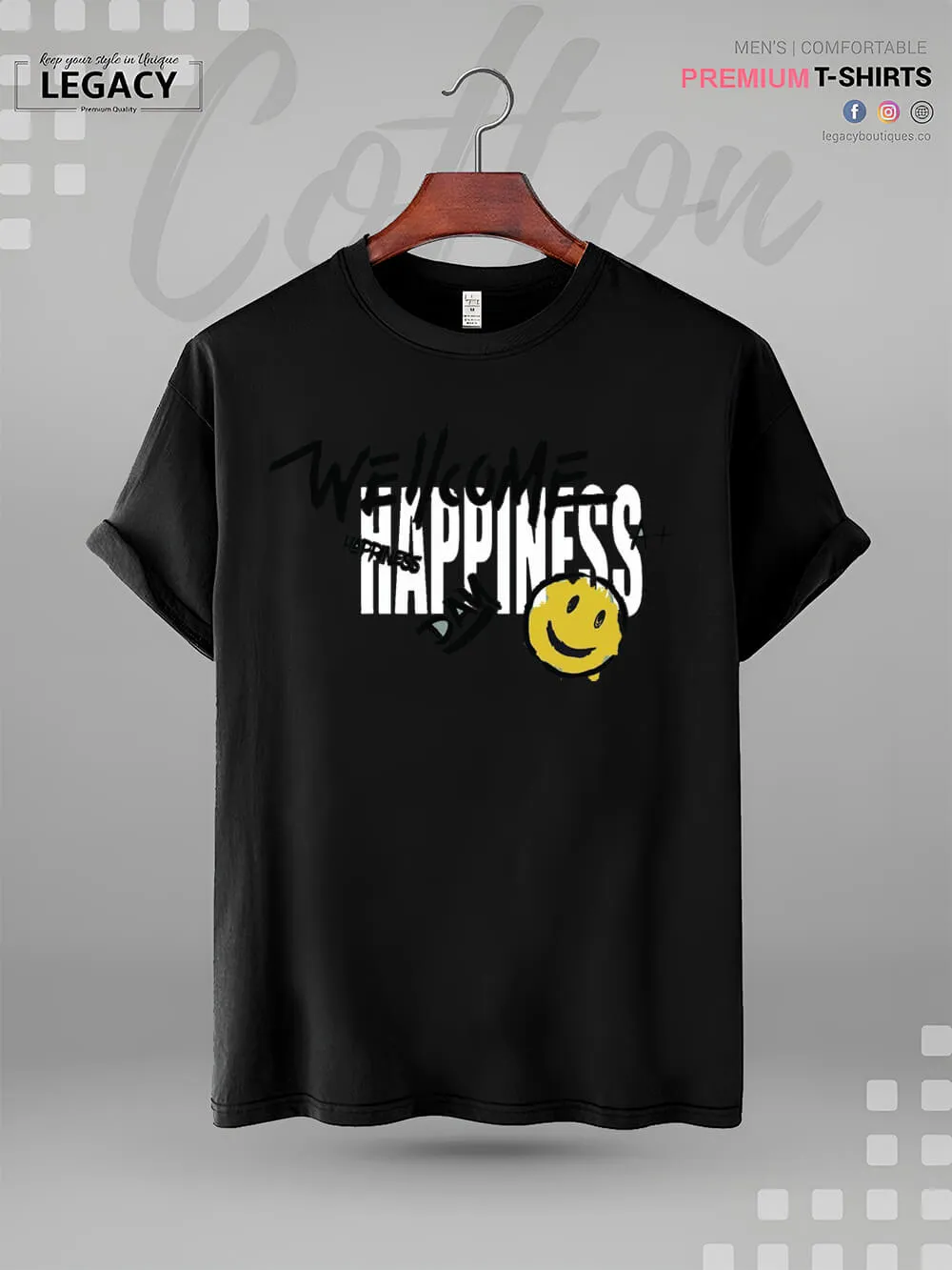 Welcome Happiness Day Smiley Face Print Good Quality Mens XXXL Tshirt In Lowest Price Only In BD