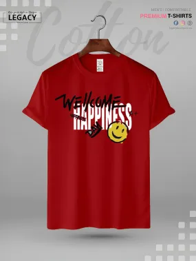 Welcome Happiness Day Smiley Face Print Good Quality Mens XXXL Tshirt In Lowest Price Only In BD