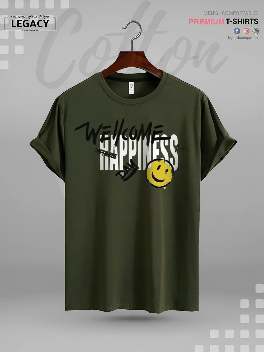 Welcome Happiness Day Smiley Face Print Good Quality Mens XXXL Tshirt In Lowest Price Only In BD