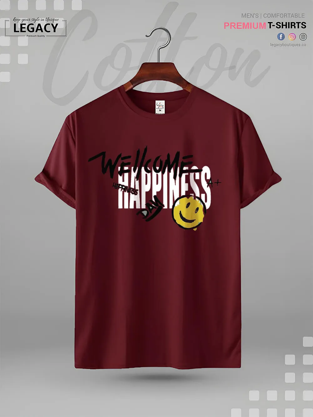 Welcome Happiness Day Smiley Face Print Good Quality Mens XXXL Tshirt In Lowest Price Only In BD