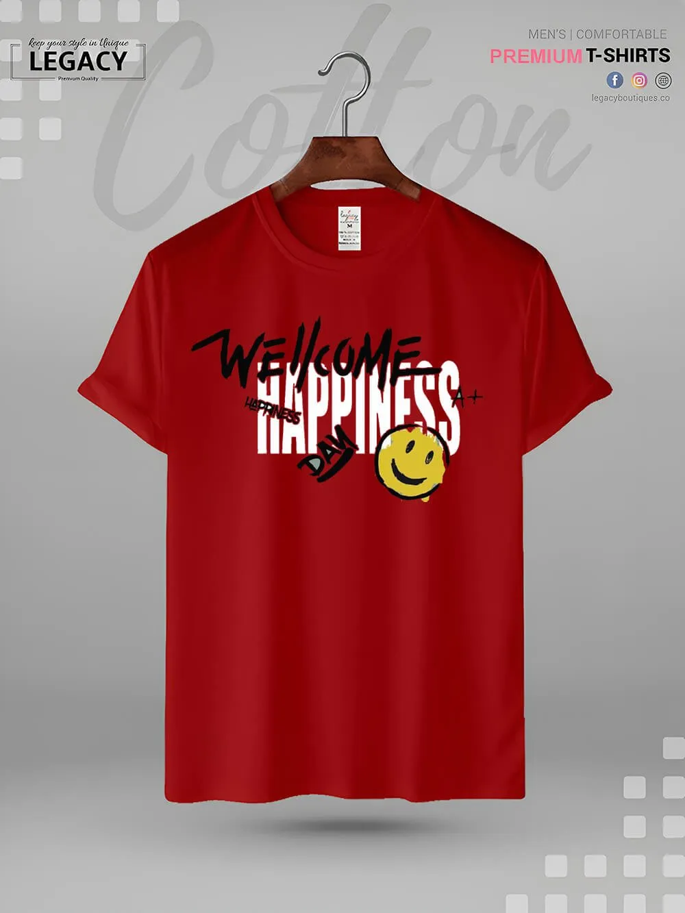 Welcome Happiness Day Smiley Face Print Good Quality Mens XXXL Tshirt In Lowest Price Only In BD