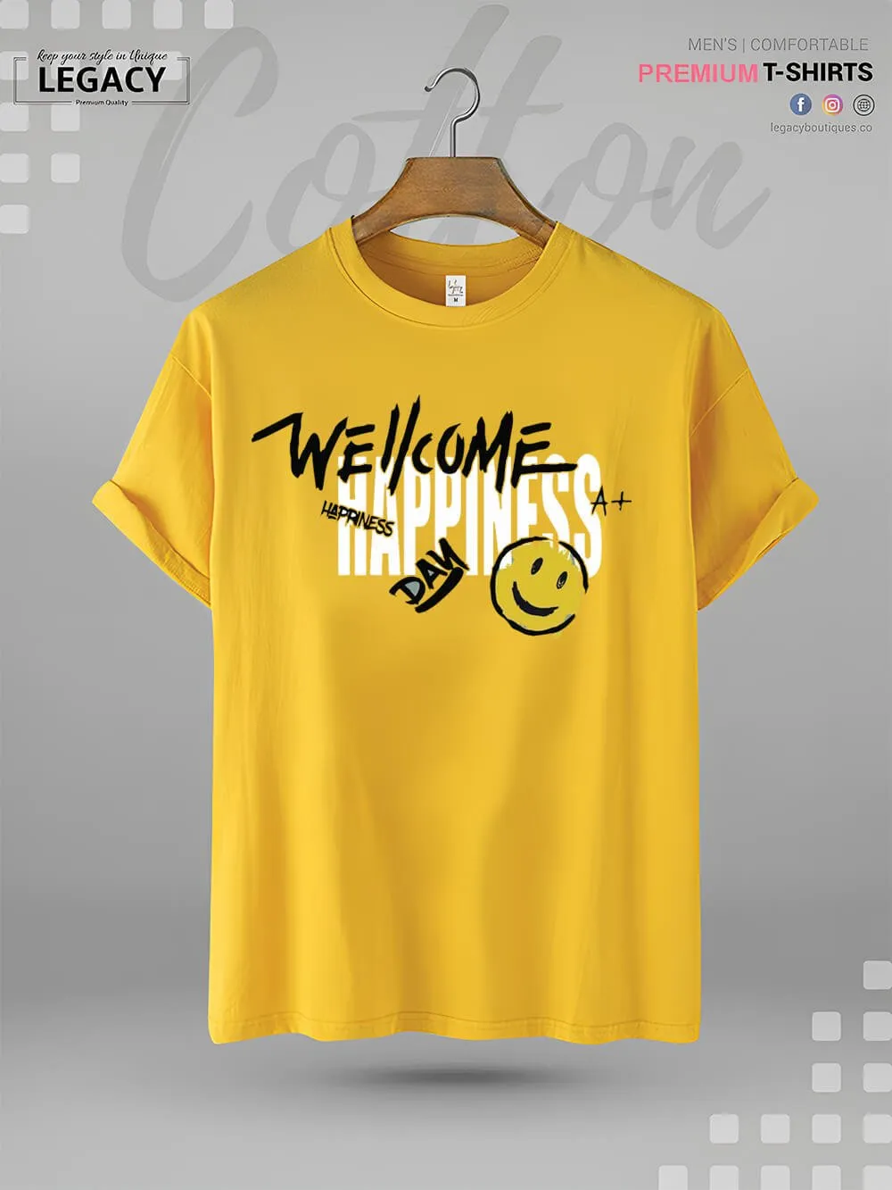 Welcome Happiness Day Smiley Face Print Good Quality Mens XXXL Tshirt In Lowest Price Only In BD