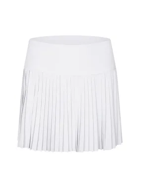 White "Maddie" Full Pleat Active Skirt with Pockets in Shorts Liner