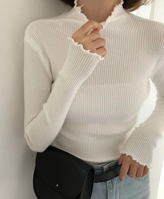 Women Sweater High Elastic Solid Fall Winter Fashion