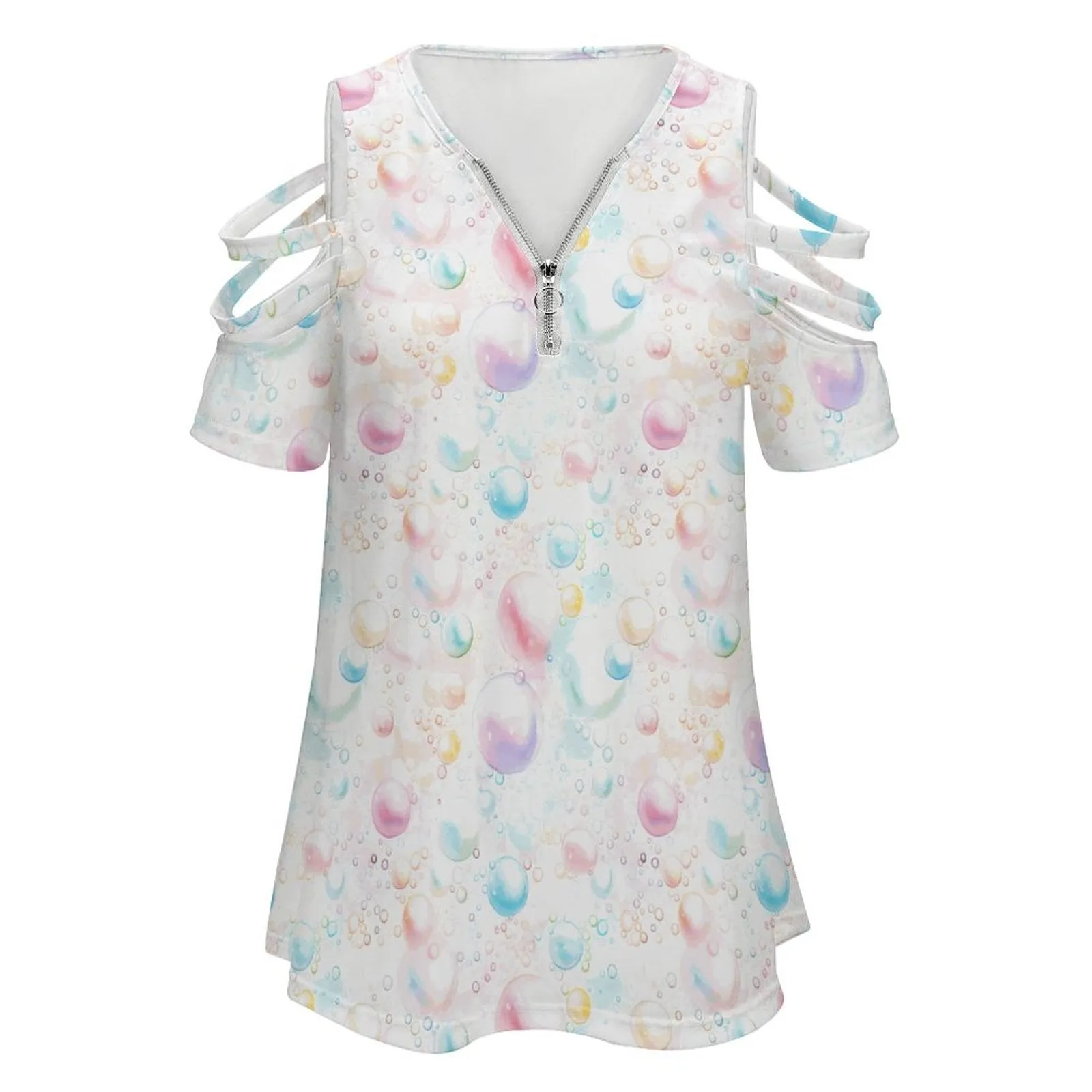 Women's Bubbles Custom Zipper T-Shirts