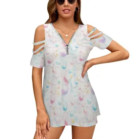 Women's Bubbles Custom Zipper T-Shirts