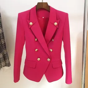 Women's Fitted Silver Lion Buttons Fitted Jacket Fashion Rosy Blazer