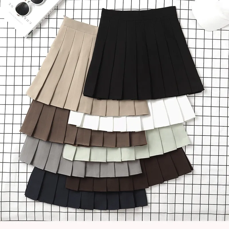 Women's High Waist Fashion Designer Pleated Skirts (Short)