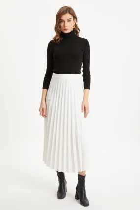 ZRF Women Pleated Basic Skirt - Ecru - Texcoco